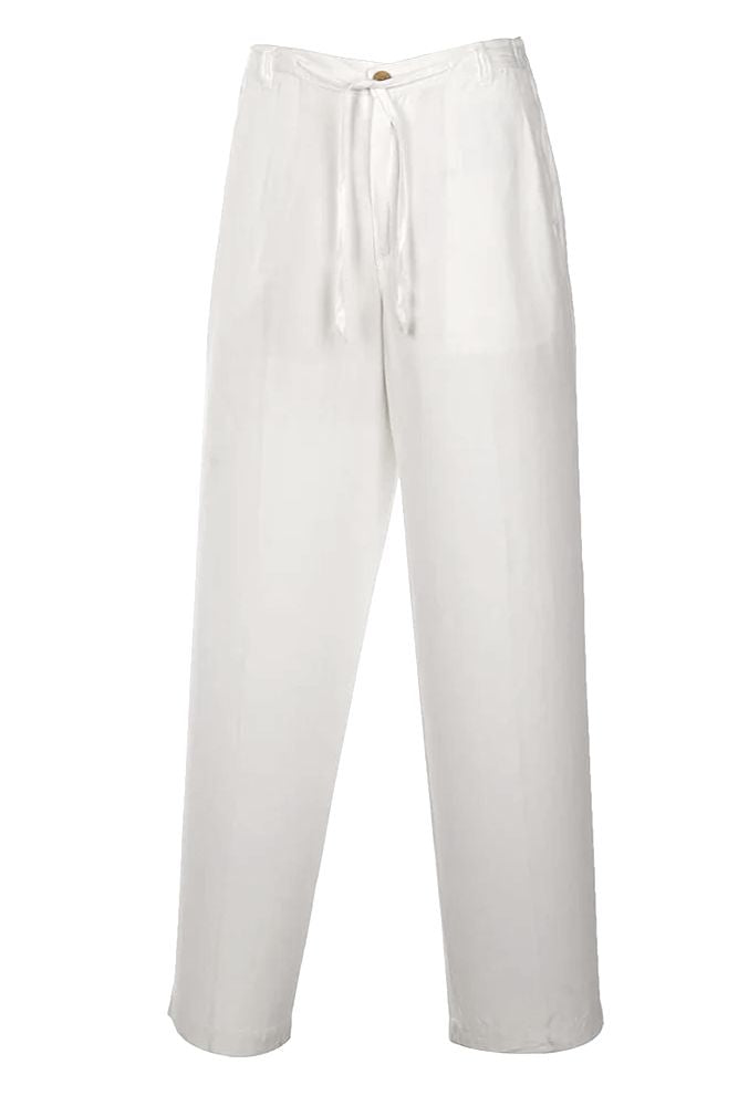 St. Barts Linen Blend Drawstring Pants in White by Weekender