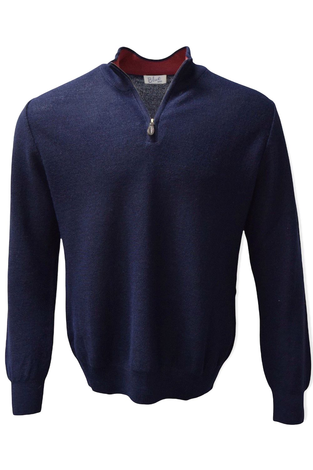Baby Alpaca Links Knit Quarter-Zip Sweater in Navy by Blue 1899