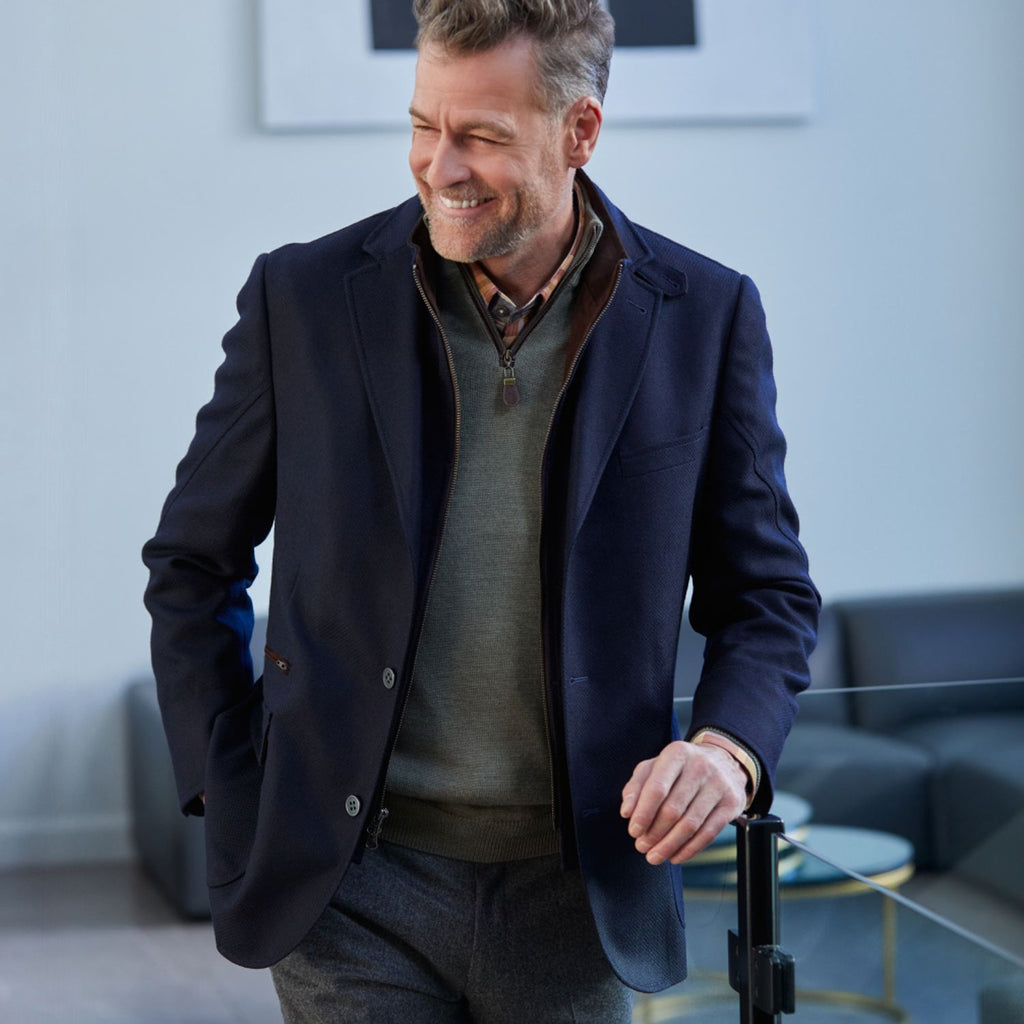 Navy Hybrid Wool Blazer by Viyella Navy Hybrid Wool Blazer by Viyella