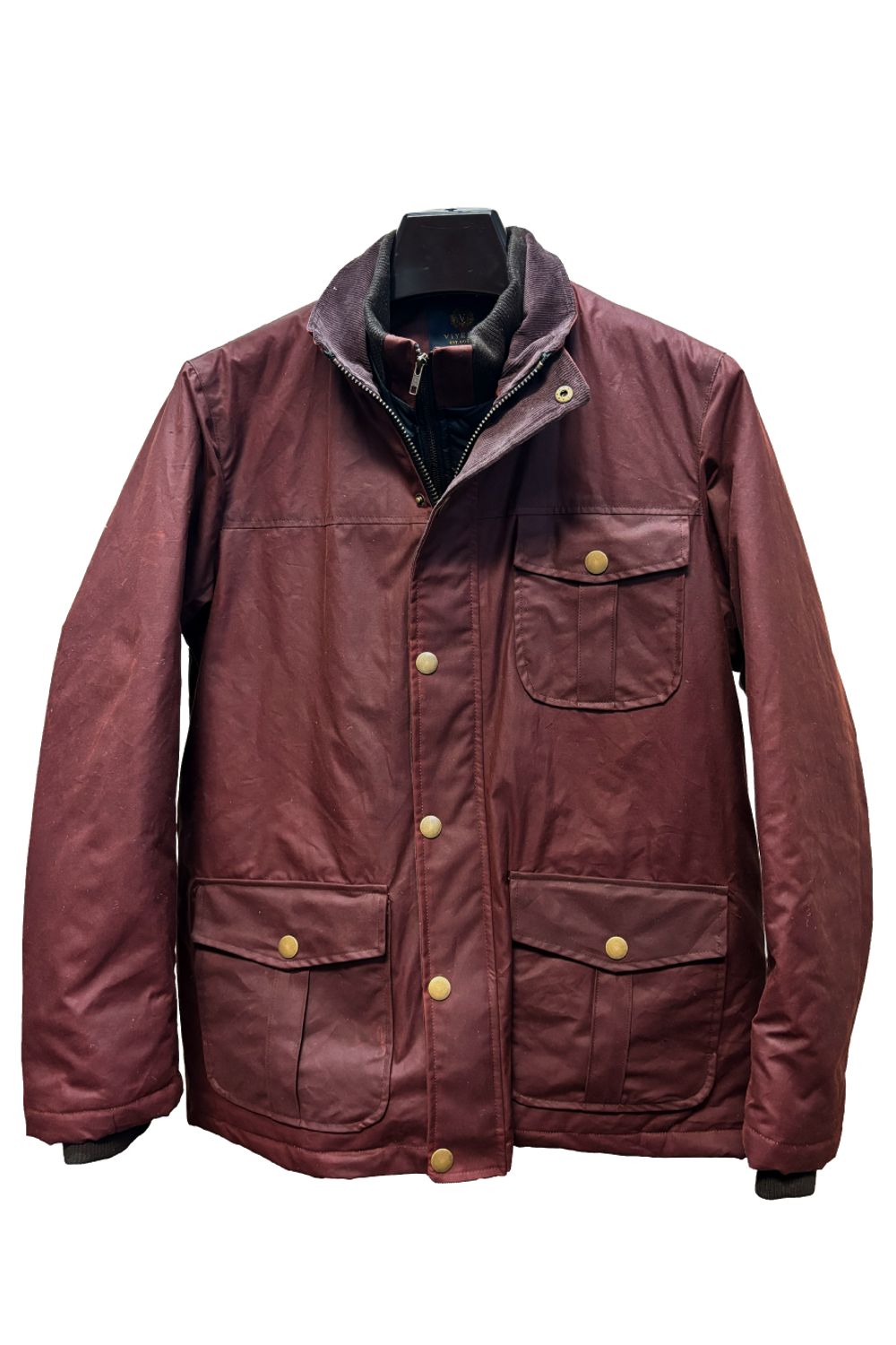 British Millerain Waxed Cotton Winter Jacket in Oxblood by Viyella