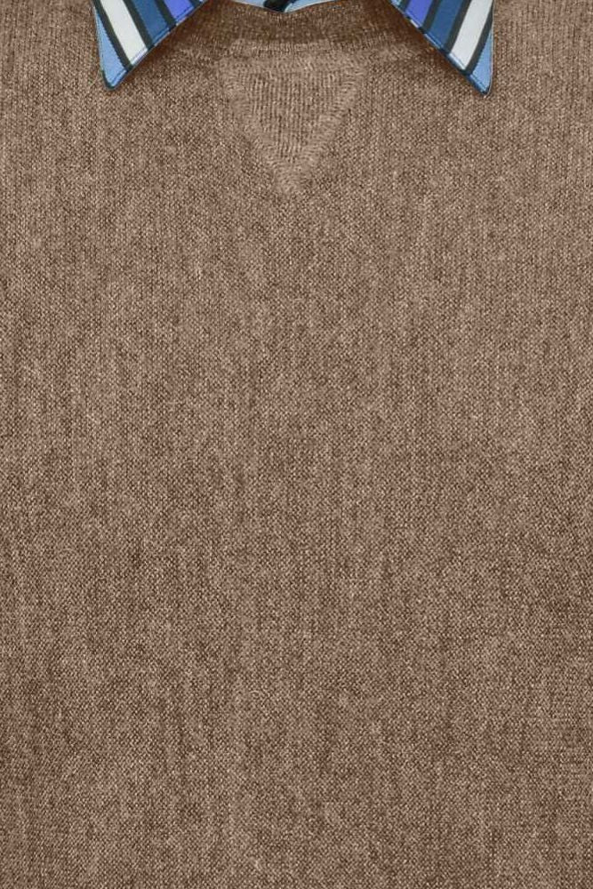 Baby Alpaca 'Links Stitch' Sweatshirt-Style Crew Neck Sweater in Taupe Heather by Peru Unlimited