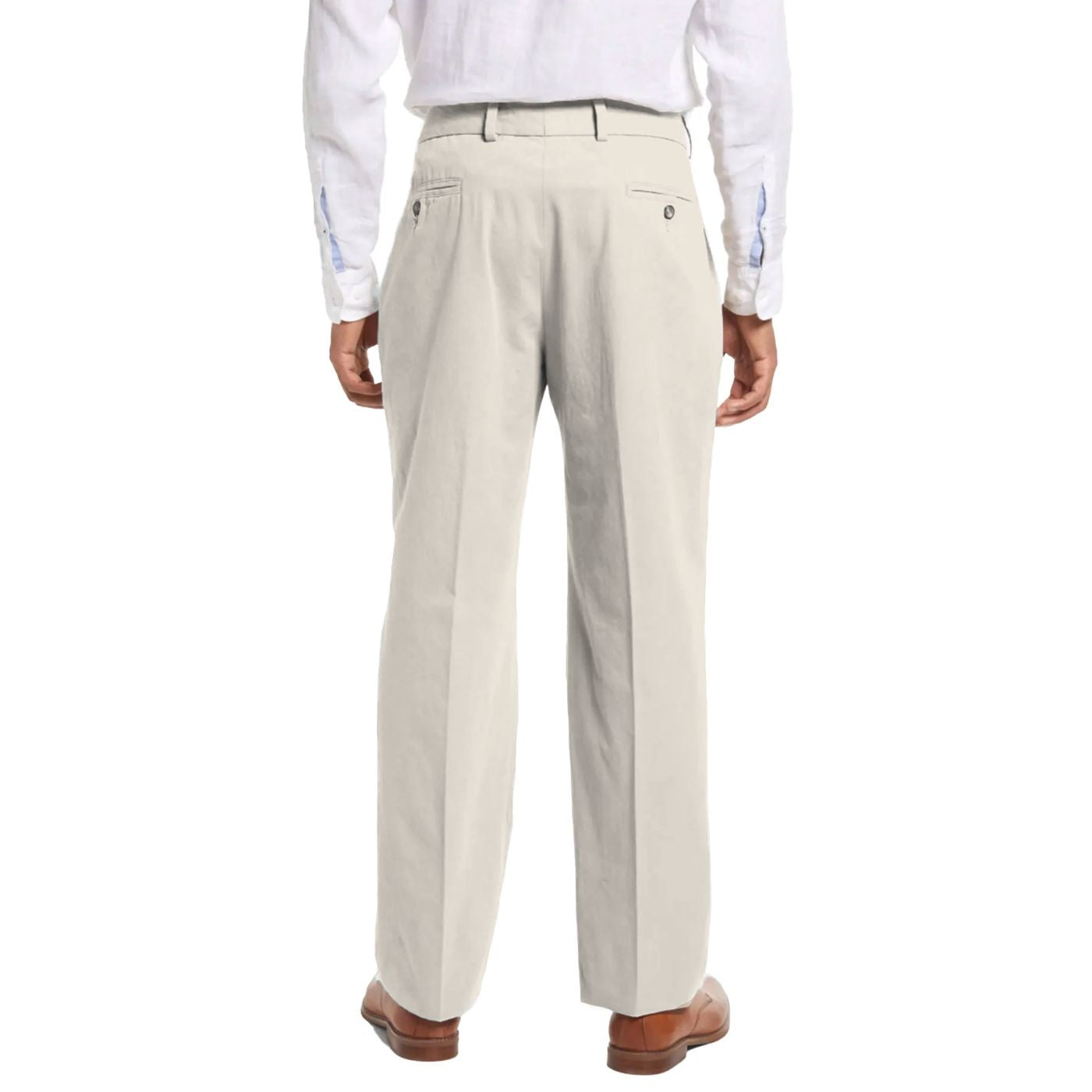 Washed Poplin Pant in Stone (Oak Double Reverse Pleat) by Charleston Khakis