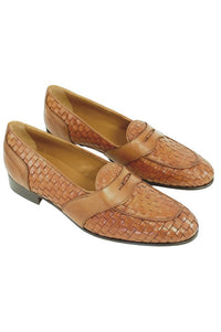Prato Woven Italian Calfskin Low-Vamp Penny Loafer in Cuoio by Alan Payne Footwear