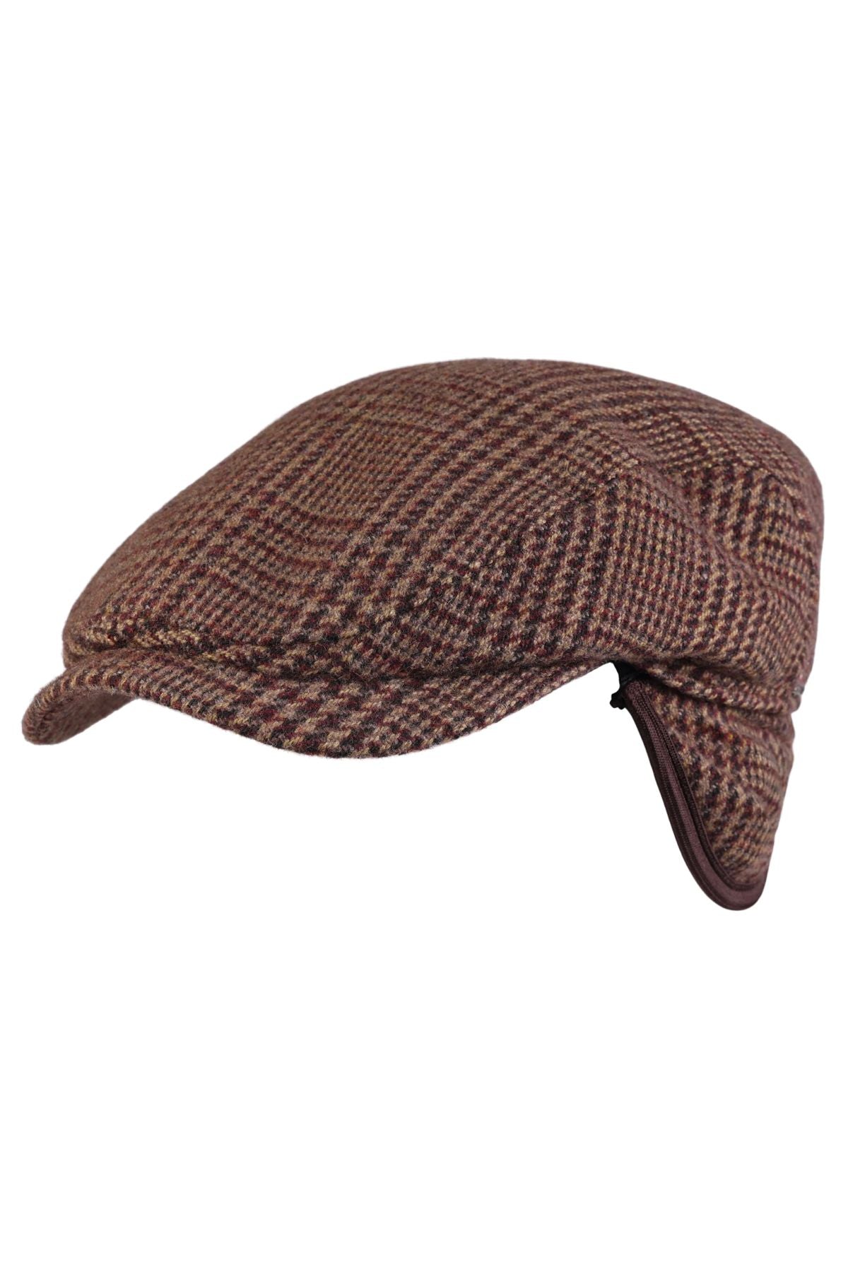 Ivy Contemporary Wool and Cashmere 'Archive Line' Magee 1866 Houndstooth Earflap Cap in Brown by Wigens