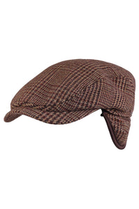 Ivy Contemporary Wool and Cashmere 'Archive Line' Magee 1866 Houndstooth Earflap Cap in Brown by Wigens