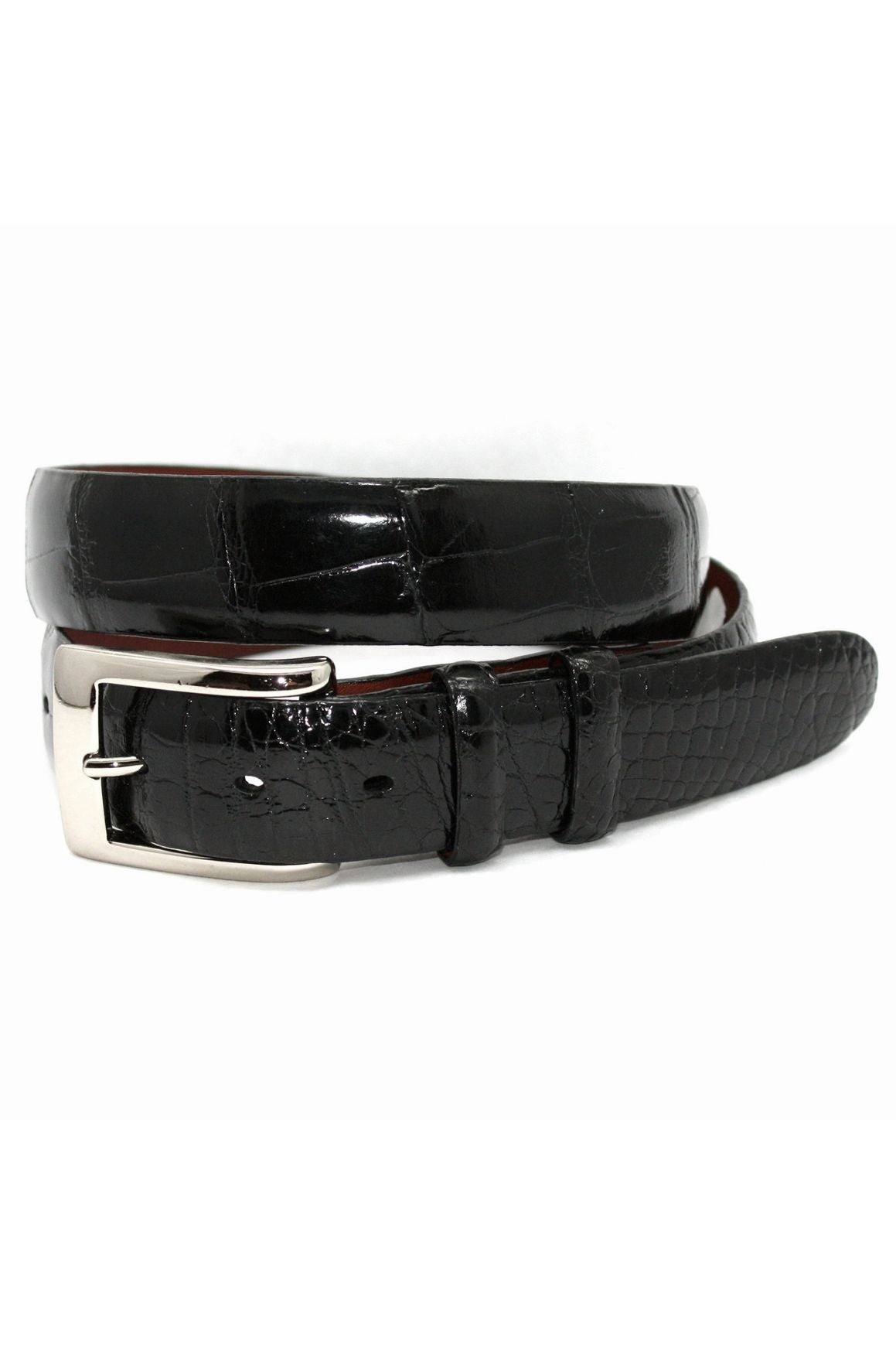 Genuine American Alligator Unstitched Belt in Black by Torino Leather
