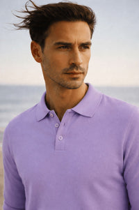 Pure Cashmere Polo Neck Sweater in Lavender by Milano Atelier
