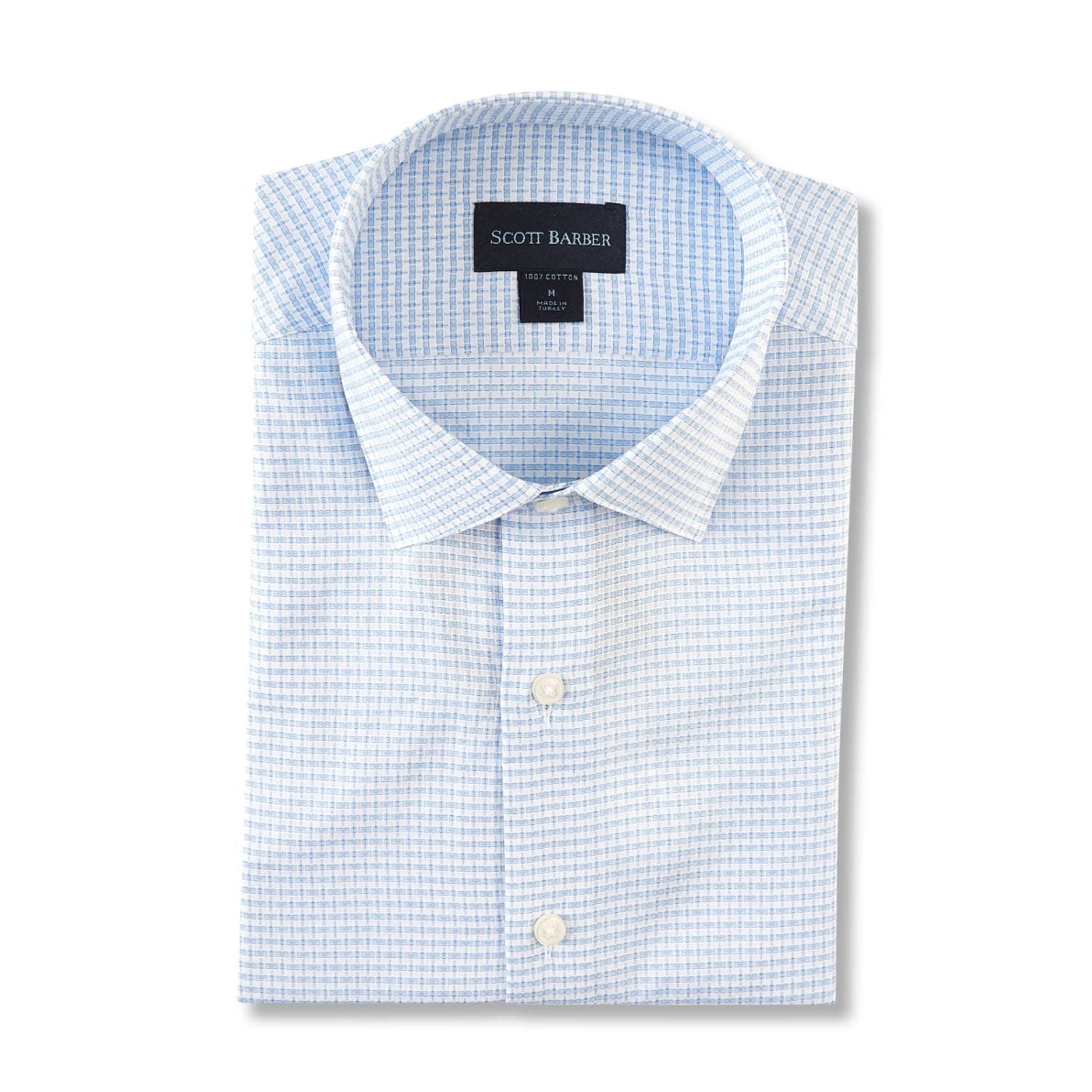 Dobby Micro Pattern Cotton Sport Shirt in Sky by Scott Barber