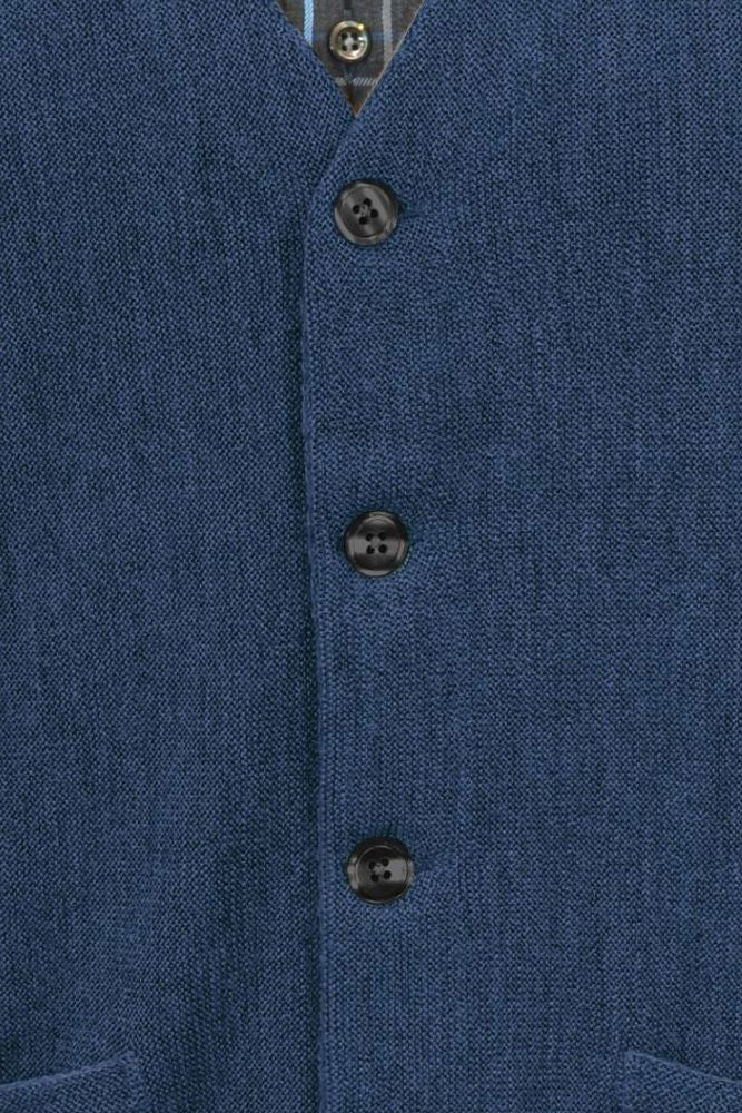 Baby Alpaca 'Links Stitch' V-Neck Cardigan Sweater in Denim Heather by Peru Unlimited