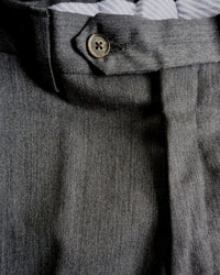 Super 100s Worsted Wool Gabardine Trouser in Medium Grey, Size 38 (Milan Double Reverse Pleat) by Berle