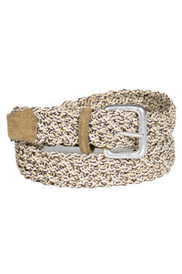 Italian Multicolored Woven Cotton Belt in Camel Multi by Torino Leather