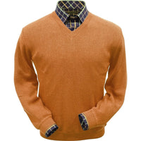 Baby Alpaca 'Links Stitch' V-Neck Sweater in Clemson Heather by Peru Unlimited
