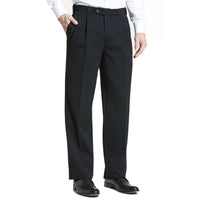 Worsted Wool Gabardine Trouser in Black (Self Sizer Double Reverse Pleat) by Berle