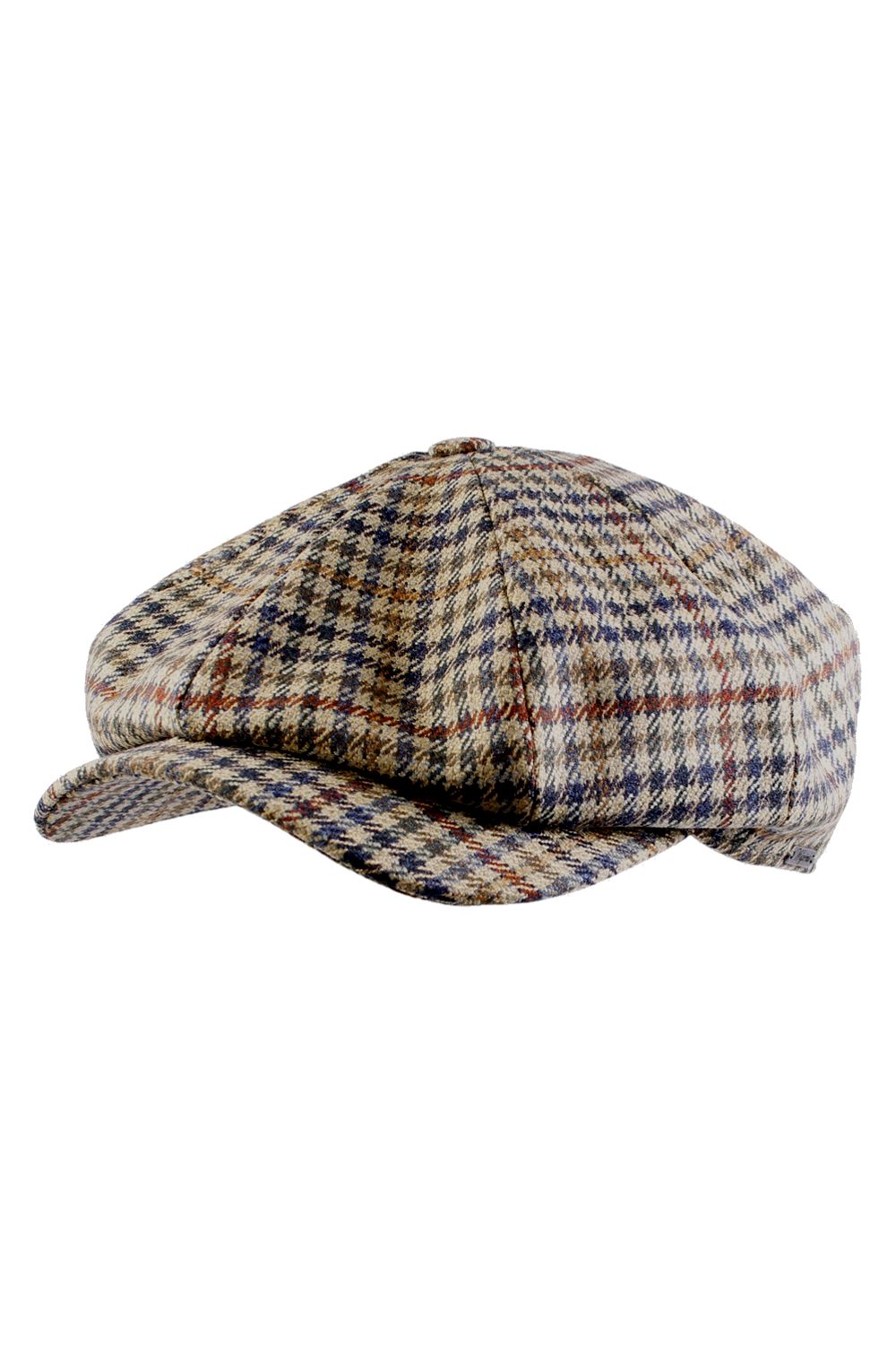 Newsboy Retro Wool Check 'Archive Line' Cap in Light Camel by Wigens