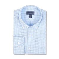Performance Check Sport Shirt in Aqua and Blue by Scott Barber