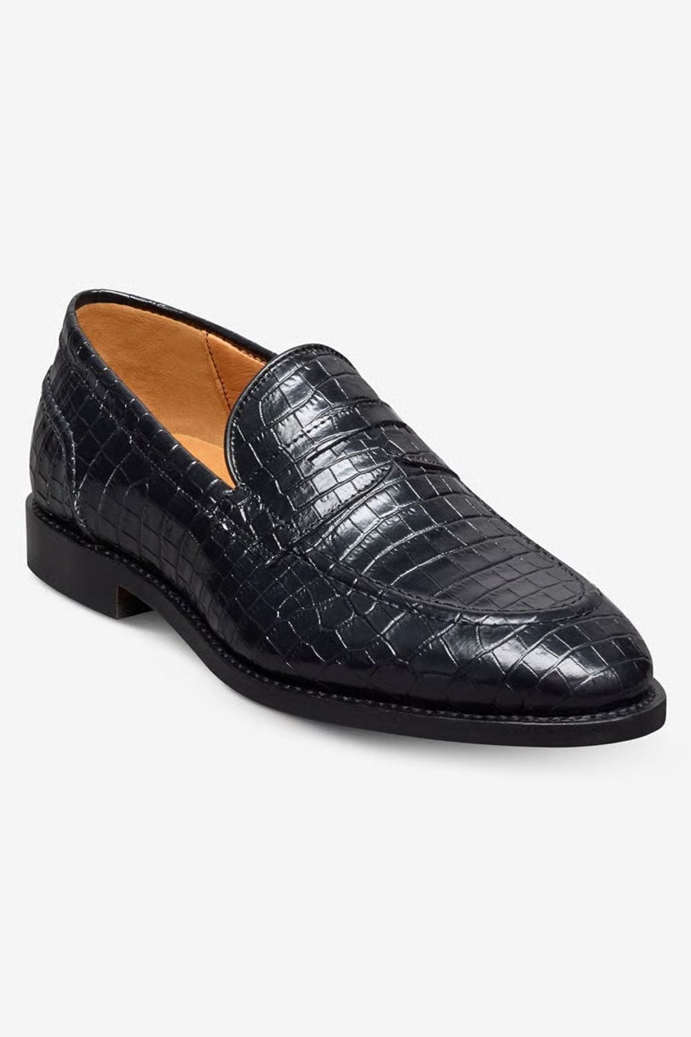 Randolph 2.0 Penny Loafer in Black Embossed Croco Leather by Allen Edmonds