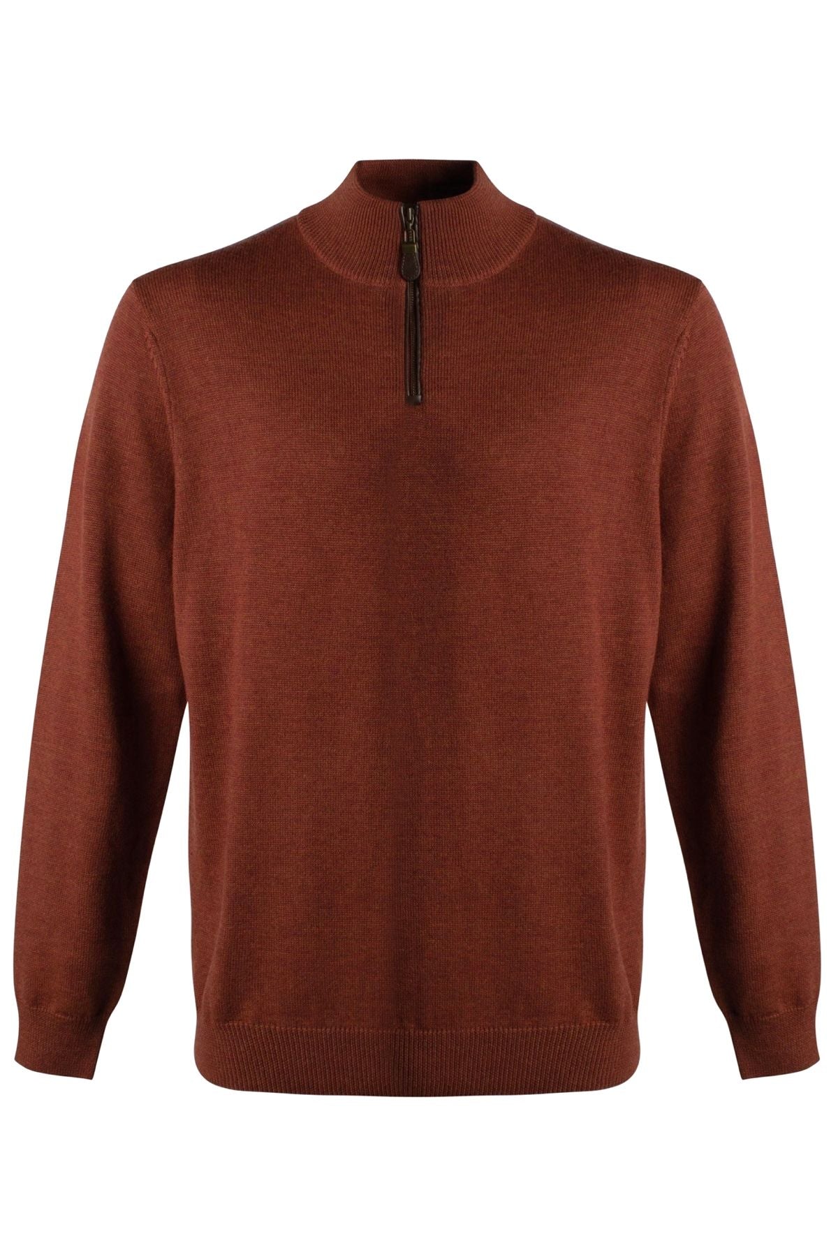 Extra Fine 'Zegna Baruffa' Merino Wool Quarter-Zip Sweater in Rust by Viyella