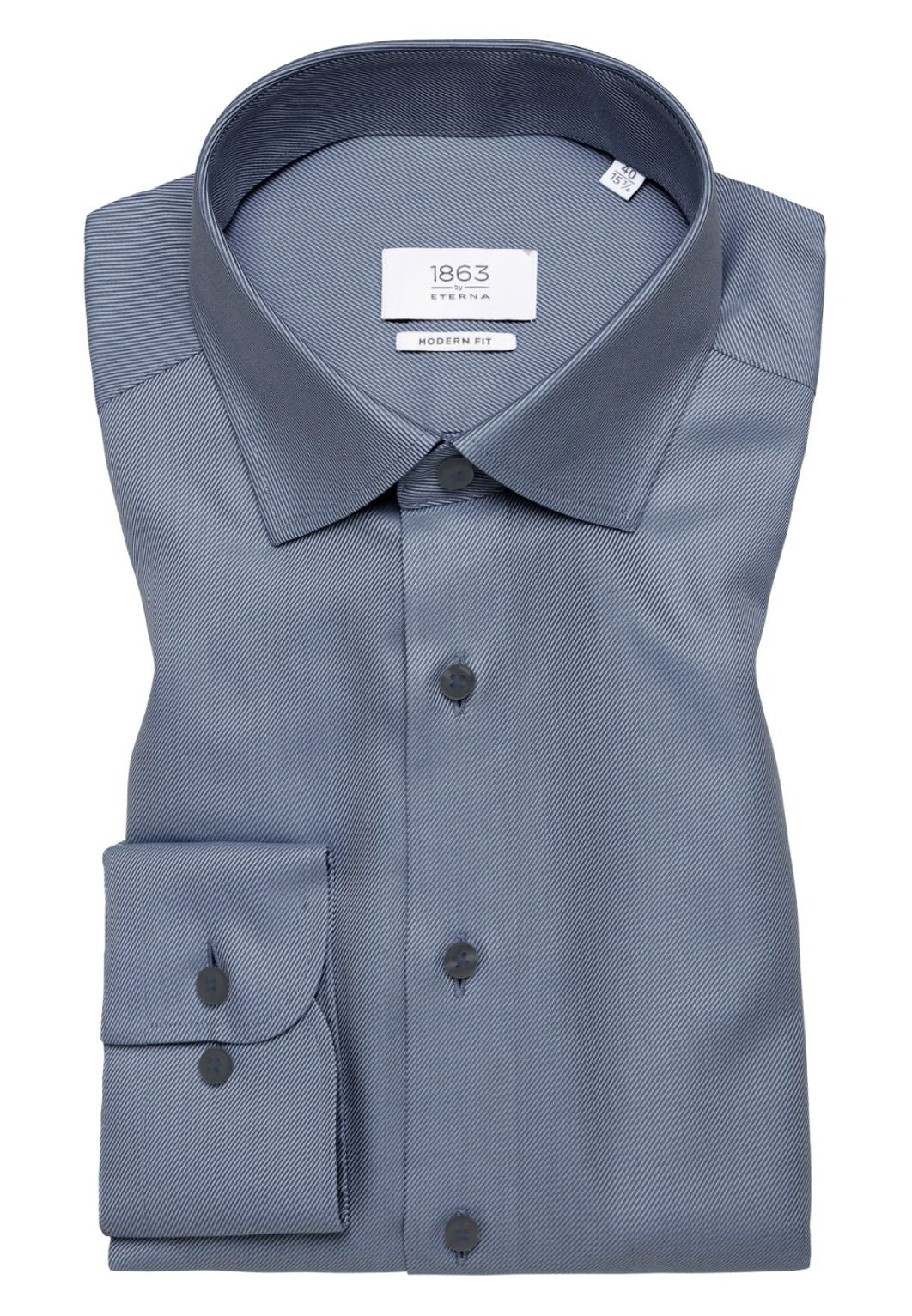 'Royal Twill' In Dark Blue - Modern Fit - Two Ply Cotton Twill Dress Shirt with Kent Collar by Eterna 1863