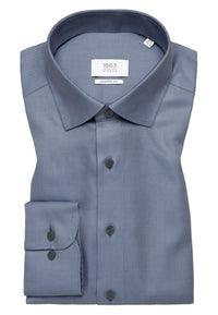 'Royal Twill' In Dark Blue - Modern Fit - Two Ply Cotton Twill Dress Shirt with Kent Collar by Eterna 1863