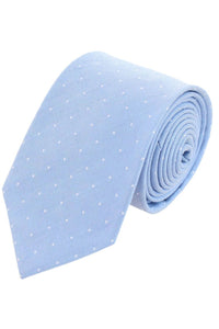 Churchill Chambray Polka Dot Linen and Silk Blend Tie in Light Blue by Trafalgar