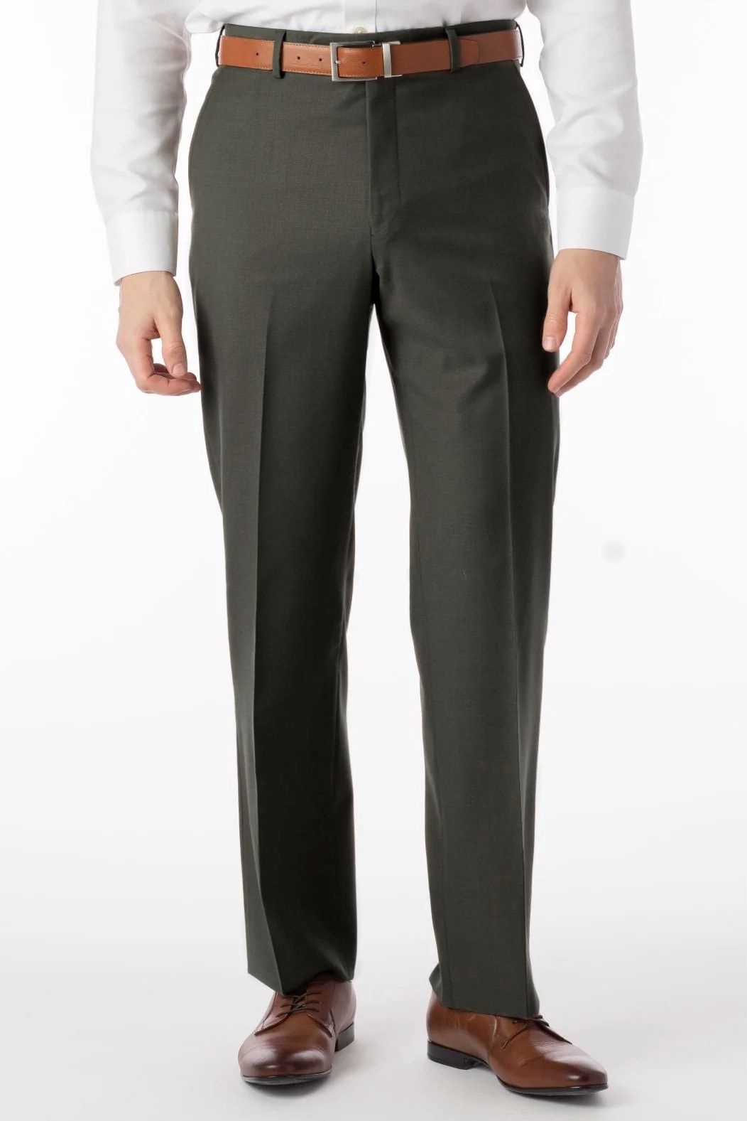 Super 120s Luxury Wool Serge Comfort-EZE Trouser in Loden (Flat Front Models) by Ballin