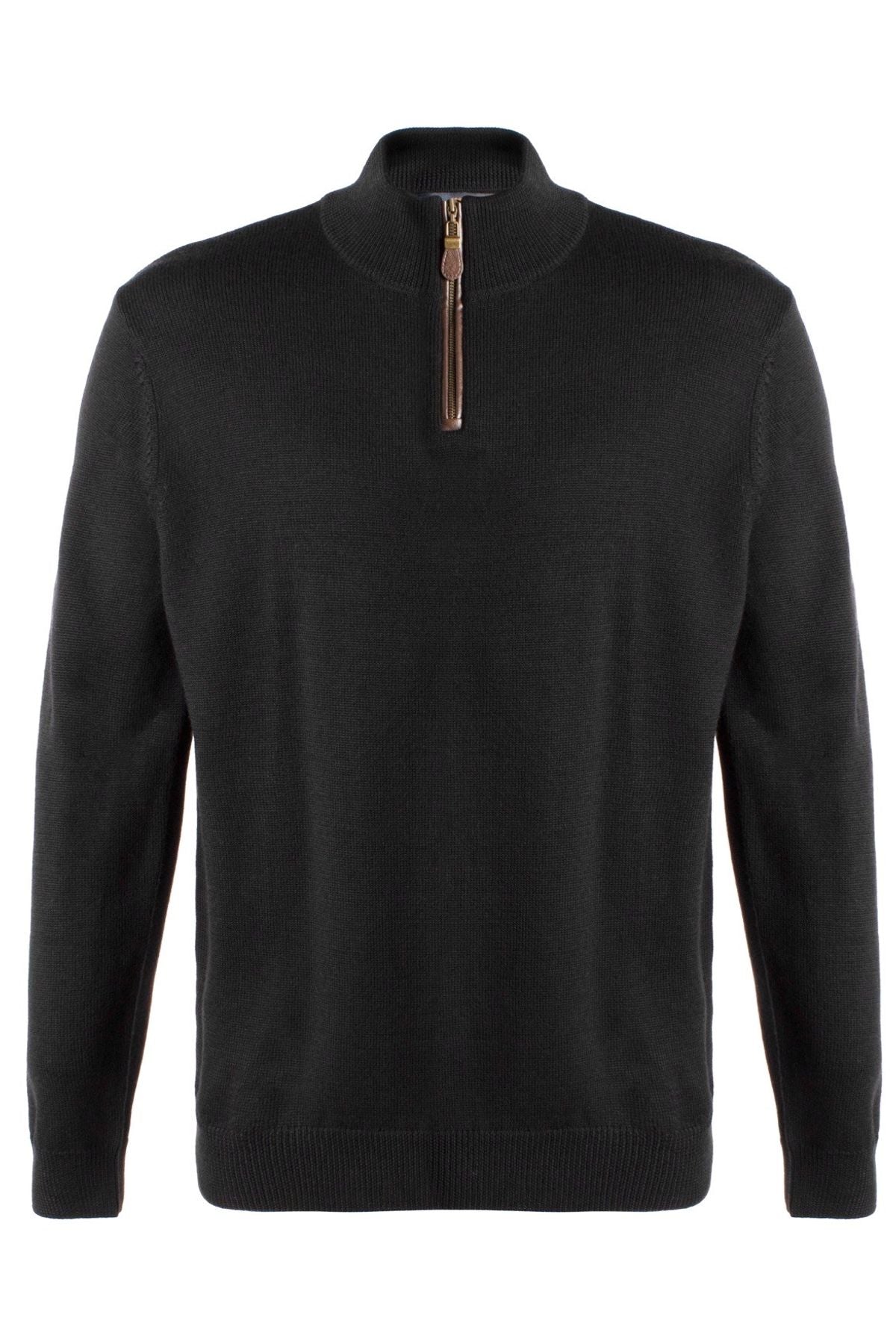 Extra Fine 'Zegna Baruffa' Merino Wool Quarter-Zip Sweater in Black by Viyella