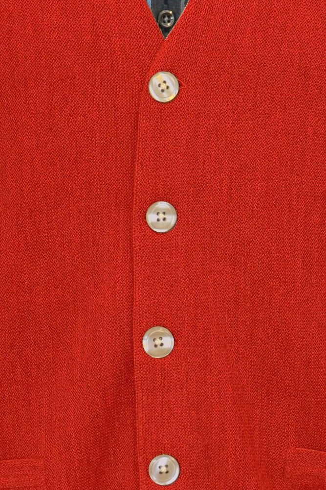Baby Alpaca 'Links Stitch' V-Neck Cardigan Sweater in Bright Red by Peru Unlimited