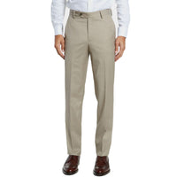 Stretch Gabardine Worsted Wool Trouser in Tan (Tribeca Modern Plain Front) by Berle