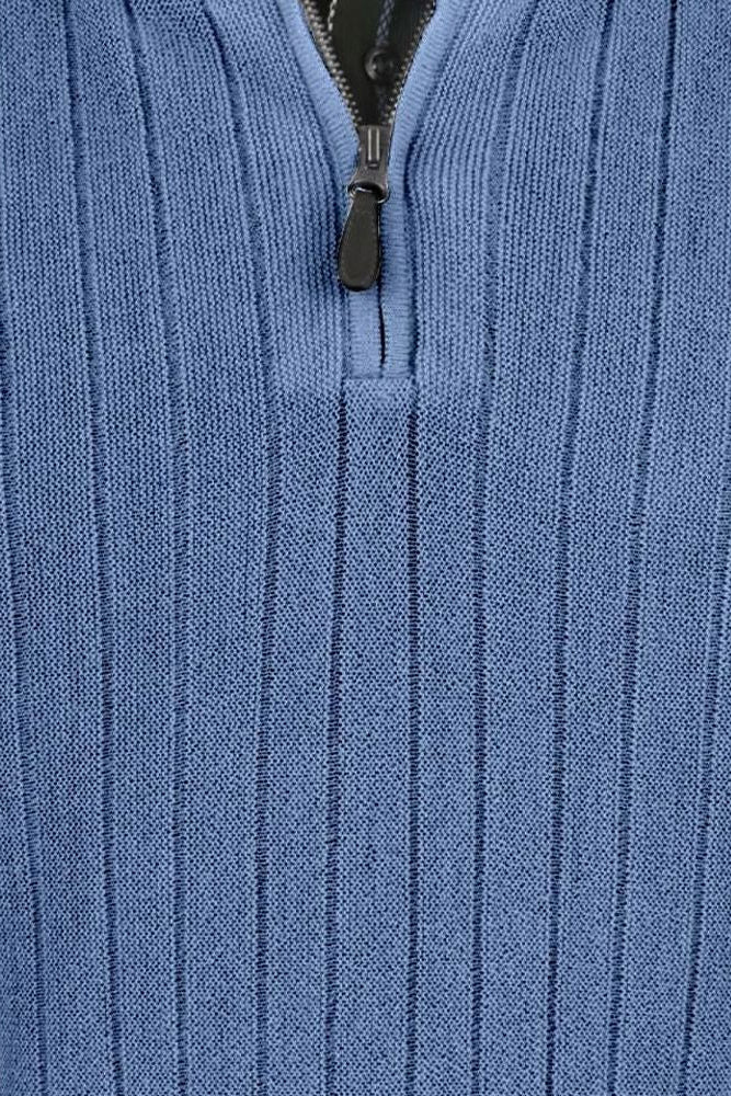 Baby Alpaca 'Links Stitch' Ribbed Zip-Neck Sweater Vest in Coastal Heather by Peru Unlimited