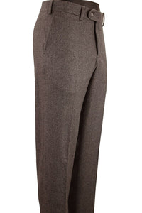 Cashmere Cotton Italian Luxury Flannel Flat Front Trouser in Brown Mix (Houston Modern Fit) by 6 East by Ballin