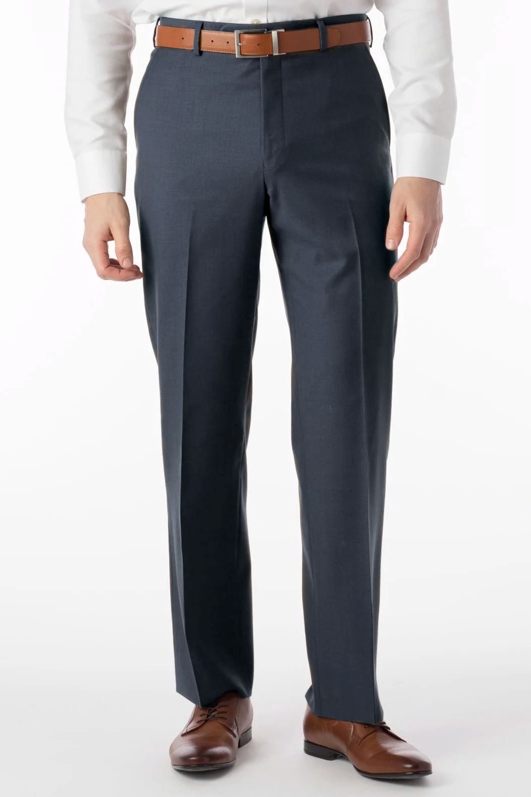 Super 120s Luxury Wool Serge Comfort-EZE Trouser in Heather Blue (Flat Front Models) by Ballin