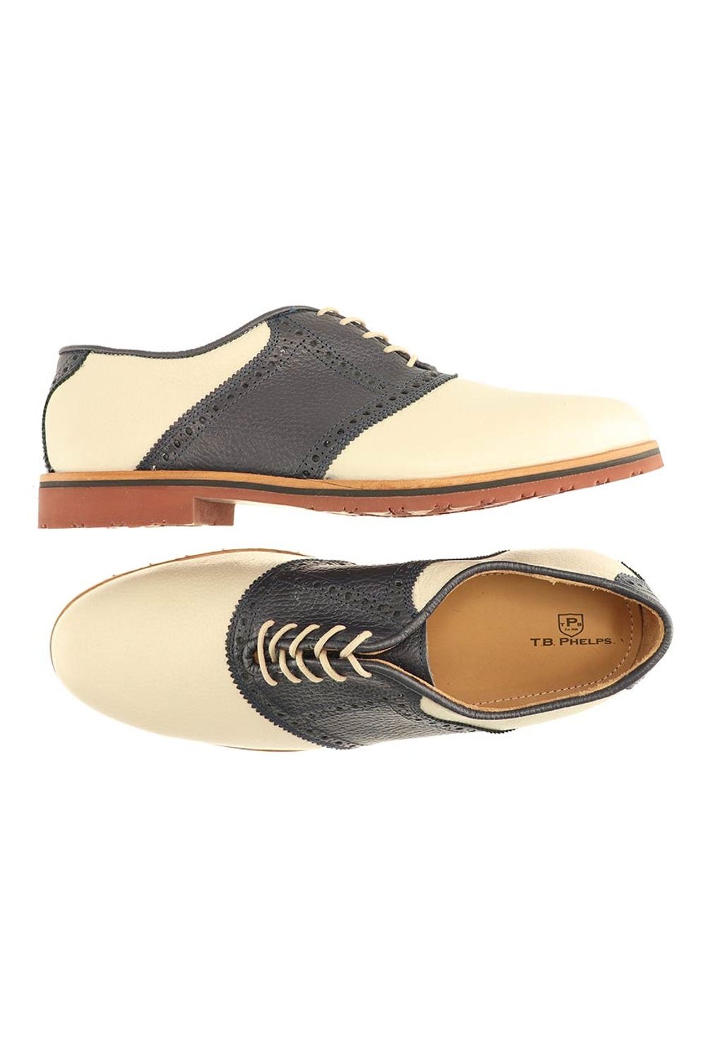 David Oxford Saddle Shoe in Ivory/Navy by T.B. Phelps