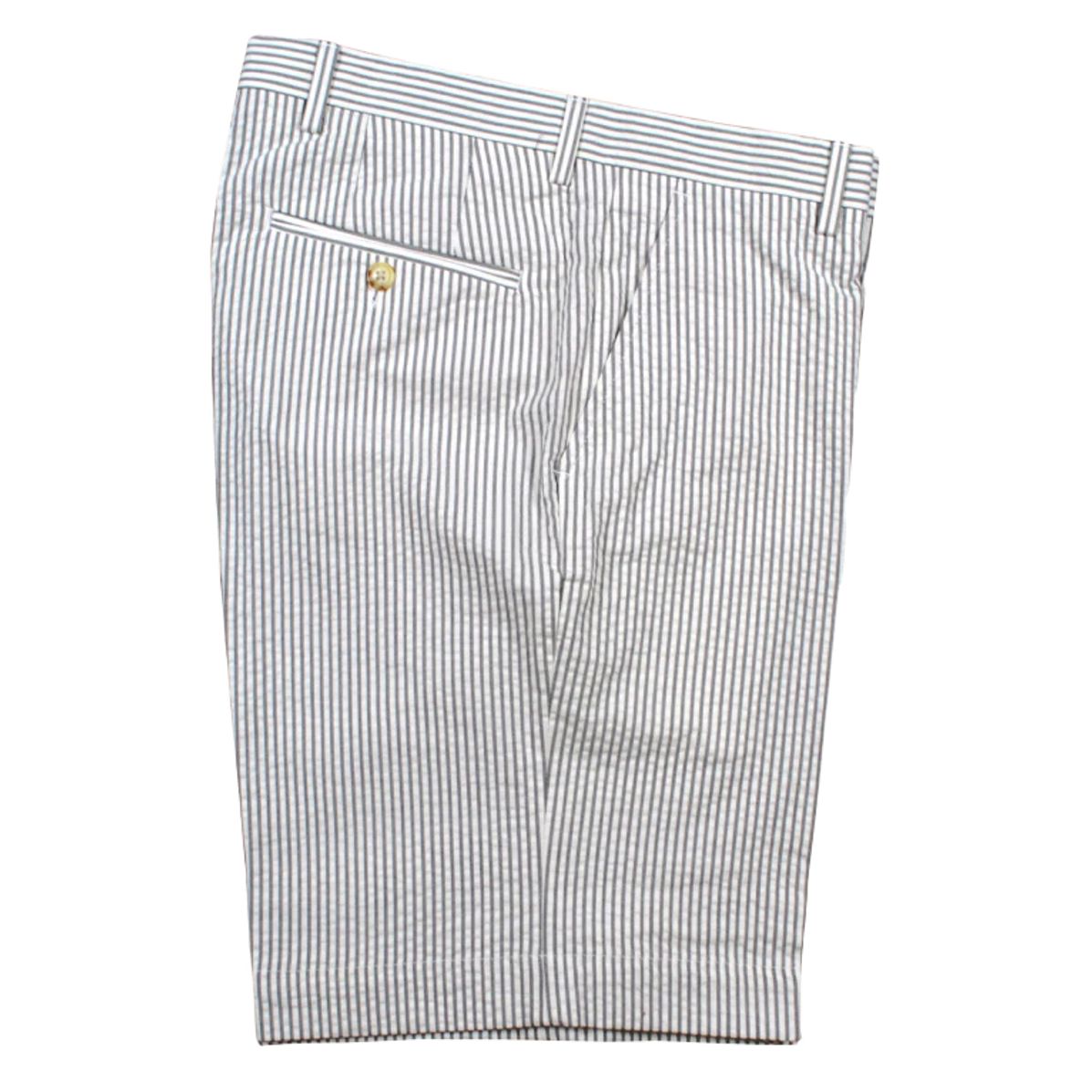 Seersucker Cotton Short in Grey and White (Hampton9 Plain Front) by Berle