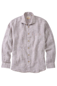 Mélange Linen Long Sleeve Sport Shirt in Brown by Borgo28