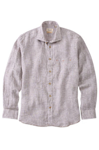 Mélange Linen Long Sleeve Sport Shirt in Brown by Borgo28