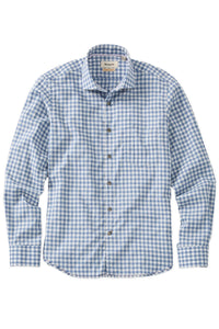 Italian Brushed Gingham Long-Sleeve Sport Shirt in Mid Blue by Borgo28