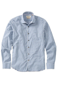 Italian Brushed Gingham Long-Sleeve Sport Shirt in Mid Blue by Borgo28