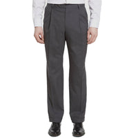 Worsted Wool Tropical Trouser in Medium Grey (Windsor Double Reverse Pleat - Regular & Long Rise) by Berle