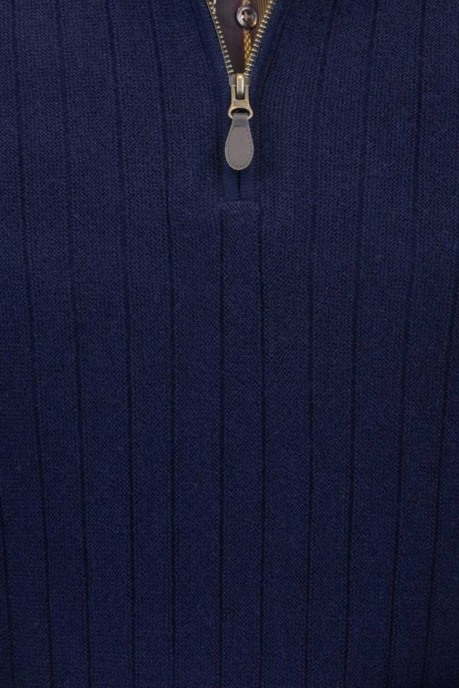 Baby Alpaca 'Links Stitch' Ribbed Zip-Neck Sweater Vest in Navy by Peru Unlimited