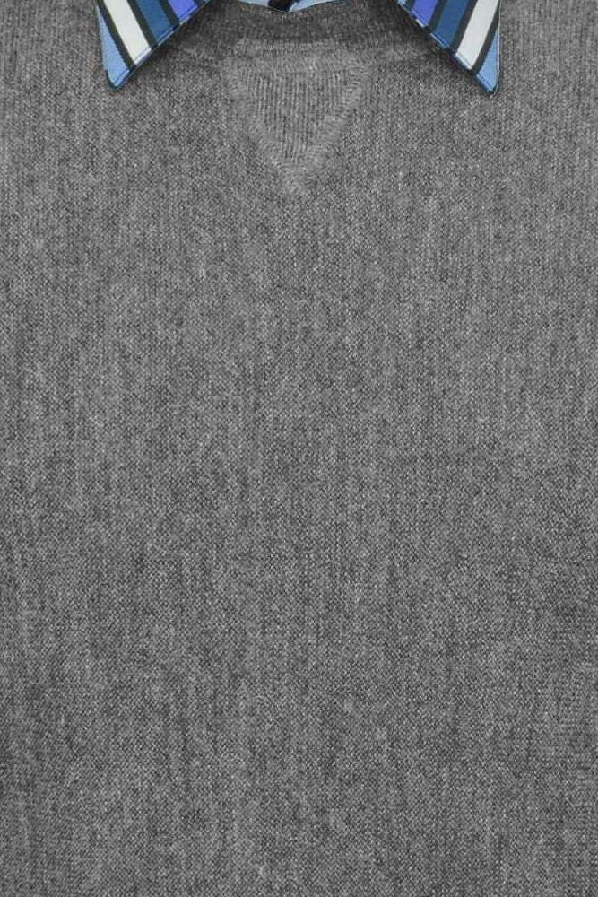 Baby Alpaca 'Links Stitch' Sweatshirt-Style Crew Neck Sweater in Sky Grey Heather by Peru Unlimited