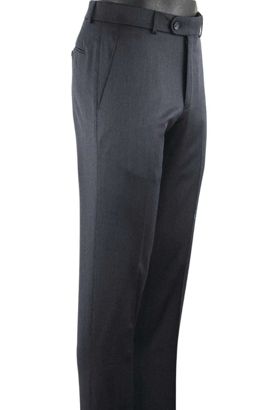Super 110s Lightweight Heather Twill Comfort-EZE Trouser in Navy (Flat Front Models) by Ballin