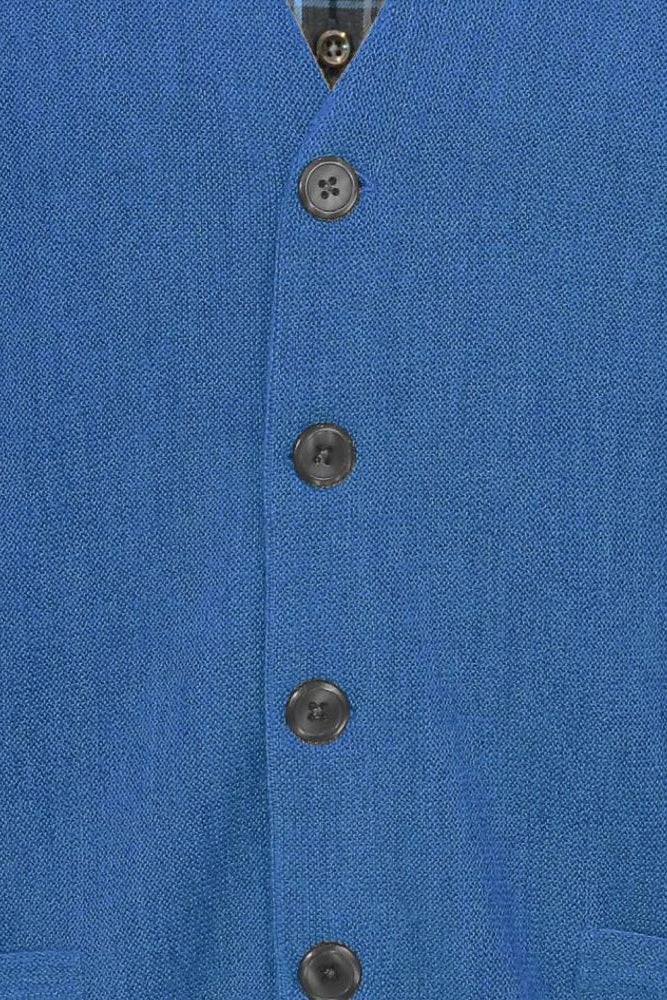 Baby Alpaca 'Links Stitch' V-Neck Cardigan Sweater in Royal Blue by Peru Unlimited
