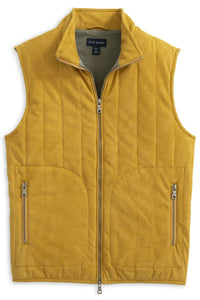 Vegan Suede Puffer Vest in Saddle by Scott Barber