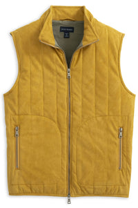 Vegan Suede Puffer Vest in Saddle by Scott Barber