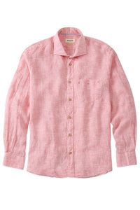 Mélange Linen Long Sleeve Sport Shirt in Red by Borgo28