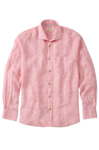 Mélange Linen Long Sleeve Sport Shirt in Red by Borgo28