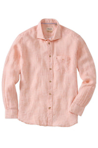 Mélange Linen Long Sleeve Sport Shirt in Orange by Borgo28