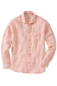 Mélange Linen Long Sleeve Sport Shirt in Orange by Borgo28