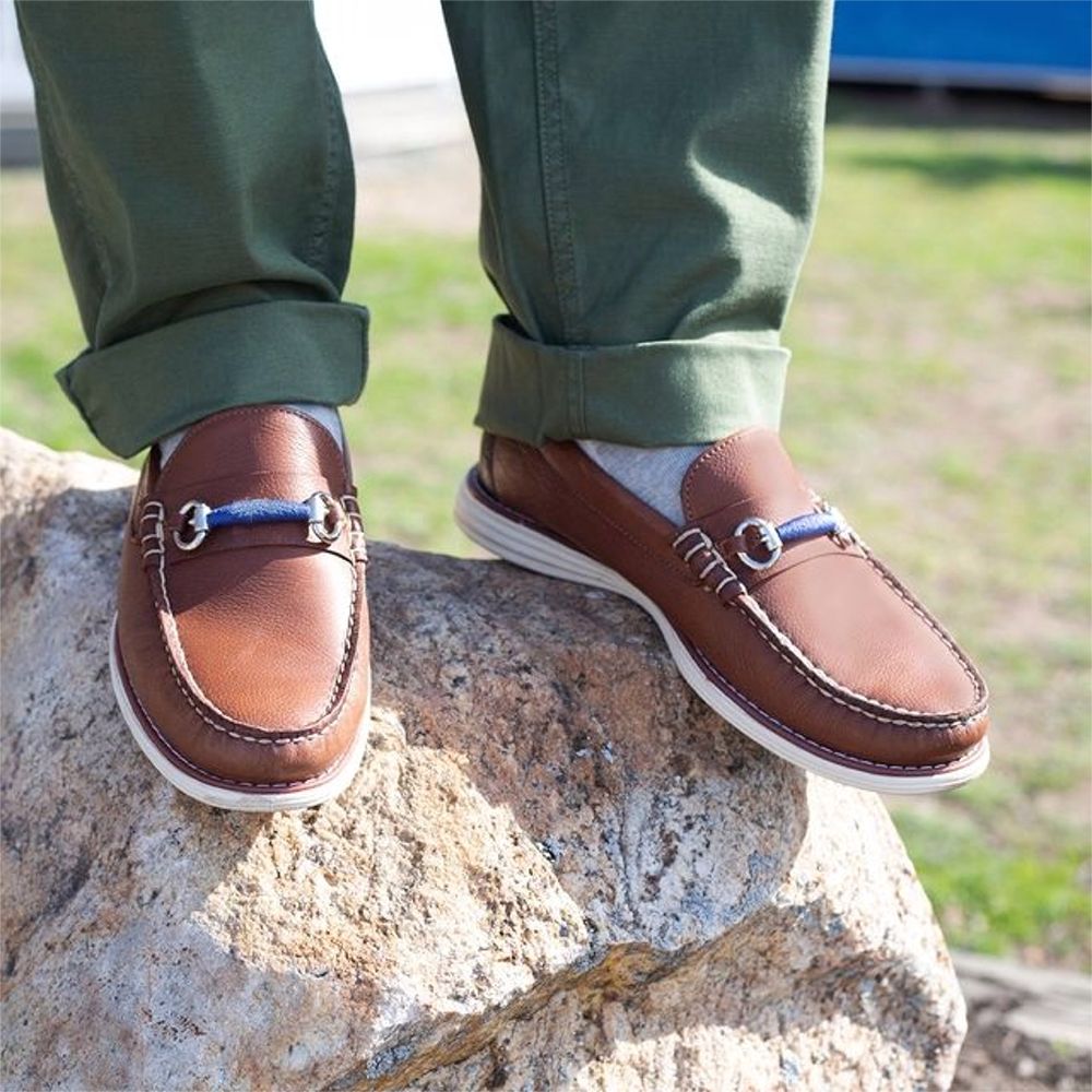 Freeport Interchangeable 'Bridge Bits' Hybrid Loafer in Gridiron Brown Leather by T.B. Phelps