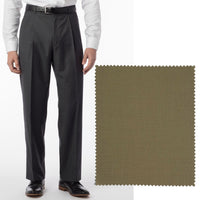 BIG FIT Super 120s Wool Gabardine Comfort-EZE Trouser in British Tan (Manchester Pleated Model) by Ballin